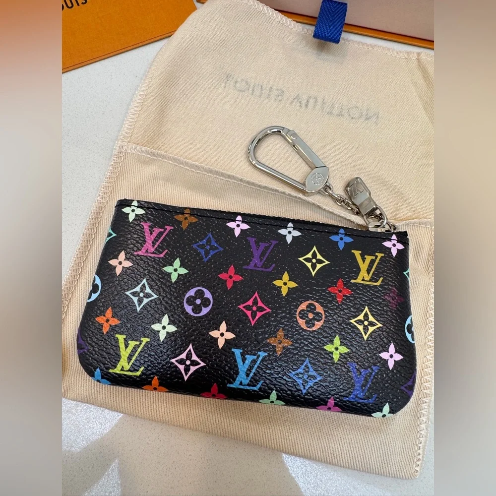 BRAND NEW! RARE- Louis Vuitton xMurakami Black Multicolor Monogram Key Pouch SHW